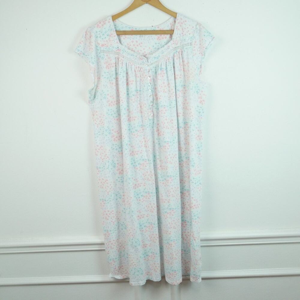 Eileen West XL Nightgown Knit Cotton Dainty Floral Cottagecore Prairie Modest